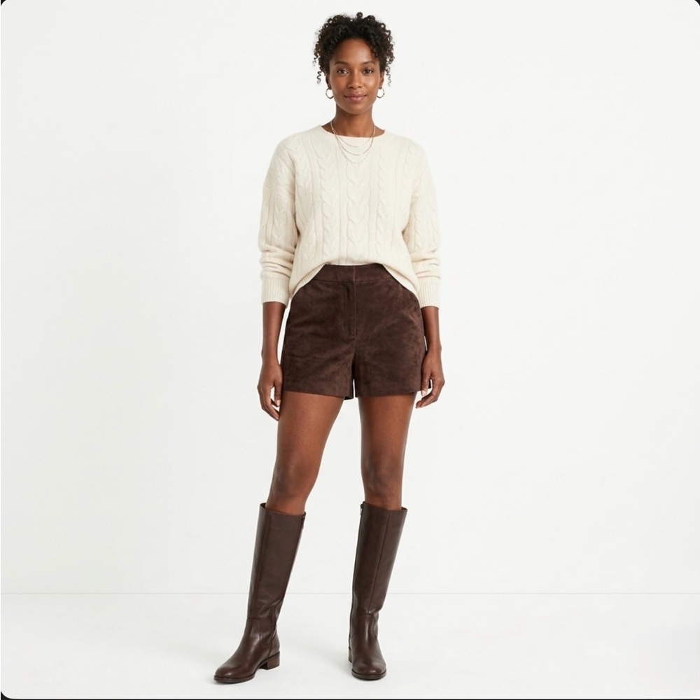 Zara Faux Suede High-Waisted Mini Shorts - Chocolate Brown - Size XXL